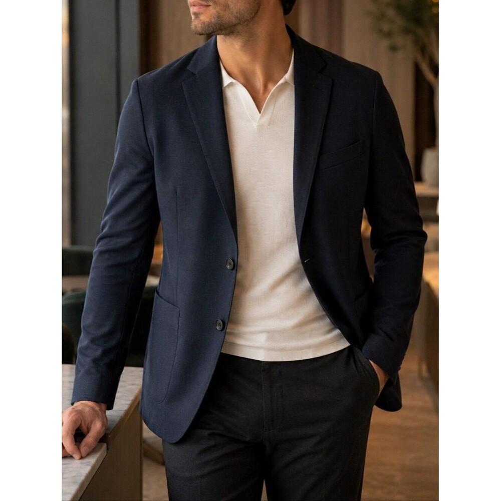 7 Diamonds Venna Blazer 40R Medium Navy Quiet Luxury Stretch Jacket NWT Classic